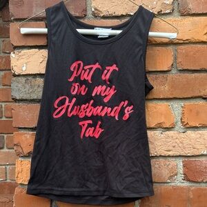 Black Sleeveless Top with Red Print